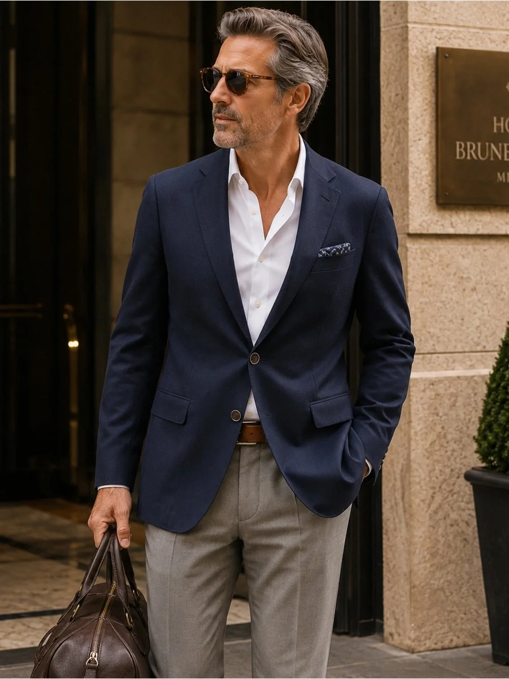 John Varvatos Explorer Travel Blazer Men 42L Single Needle Wool Navy Blue Twill